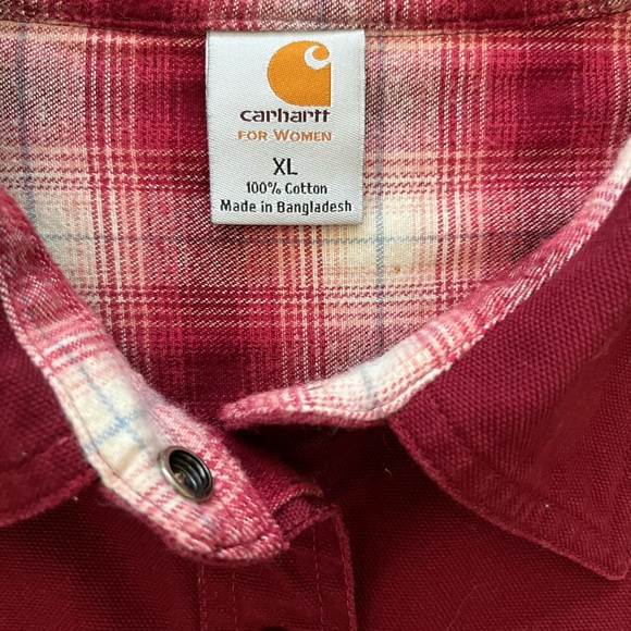 Carhartt for Women’s Pink Snap Button Flannel Lined Cotton Jacket Size XL - Picture 6 of 6